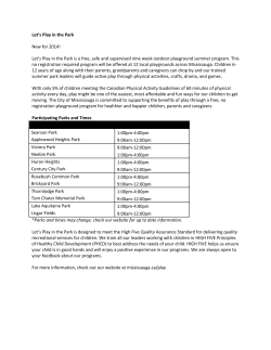 Let`s Play in the Park New for 2014!