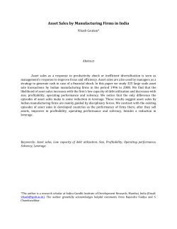 Asset Sales by Manufacturing Firms in India