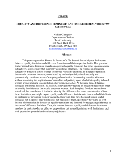 Equality and Difference Feminisms and Simone de Beauvoir`s The