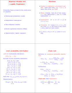 Bayesian Models and Logistic Regression Notation Joint probability