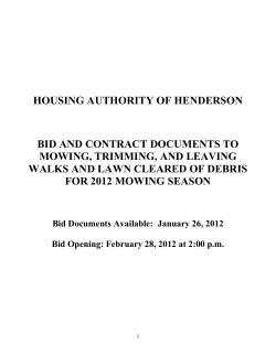 bid and contract documents to mowing, trimming, and leaving walks