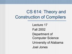 CS 614: Theory and Construction of Compilers