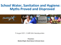 School Water, Sanitation and Hygiene: Myths Proved and