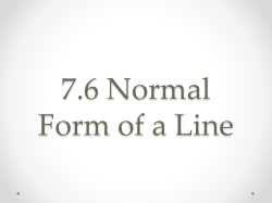 7.6 Normal Form of a Line