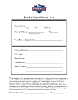 Gametime Dodgeball Consent Form