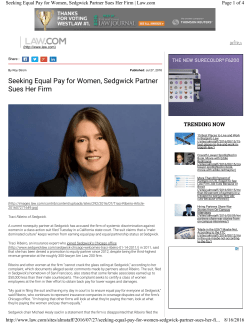 Seeking Equal Pay for Women, Sedgwick Partner Sues Her Firm