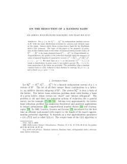 ON THE REDUCTION OF A RANDOM BASIS 1. Introduction. Let b