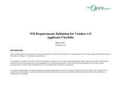 NSI QA Requirements Definition for Lottery Vendors Applicant