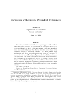 Bargaining with History Dependent Preferences