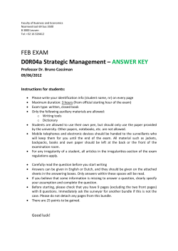 FEB EXAM D0R04a Strategic Management &ndash; ANSWER KEY