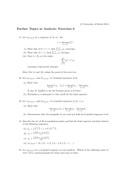 Further Topics in Analysis: Exercises 6