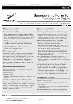 Sponsorship Form for Temporary Entry (INZ 1025)