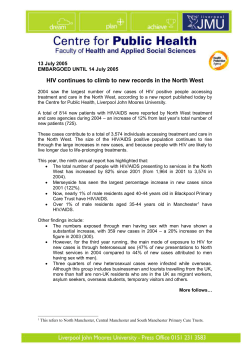 HIV continues to climb to new records in the North West 2004 saw