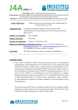 Terms of Reference for Consultants to Prepare Fact Sheet