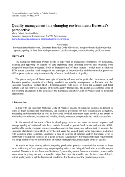European Conference on Quality in Official Statistics: