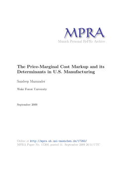 The Price-Marginal Cost Markup and its Determinants in U.S.