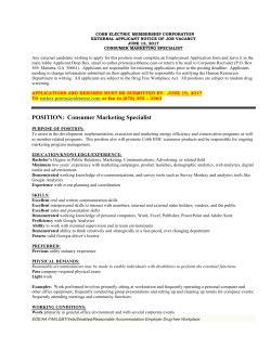 POSITION: Consumer Marketing Specialist