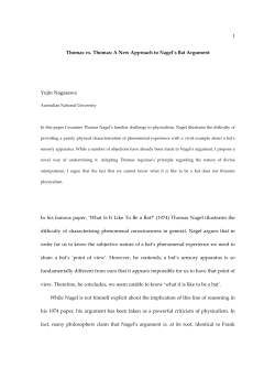 Thomas vs. Thomas: A New Approach to Nagel`s Bat Argument