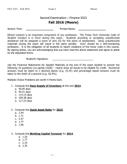 Second Examination &ndash; Finance 3321 Fall 2016