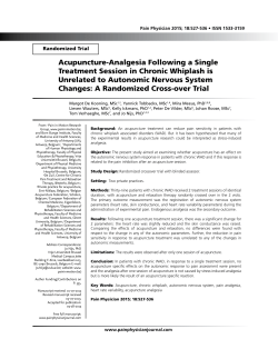 Acupuncture-Analgesia Following a Single Treatment