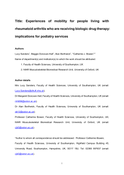 Experiences of mobility for people living with rheumatoid arthritis