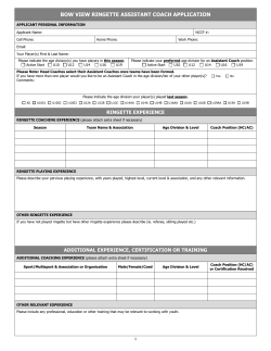 BVRA Assistant Coach Application Form
