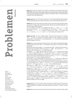 Problem Section Edition 2011-2 We have received correct solutions