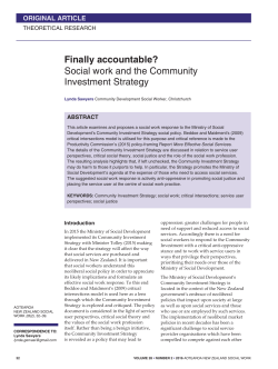 Finally accountable? Social work and the Community Investment