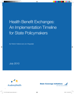 Health Benefit Exchanges: An Implementation Timeline for State