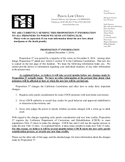 Proposition 57 Information Letter.