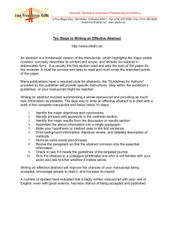 Ten Steps to Writing an Effective Abstract http://www.sfedit.net An