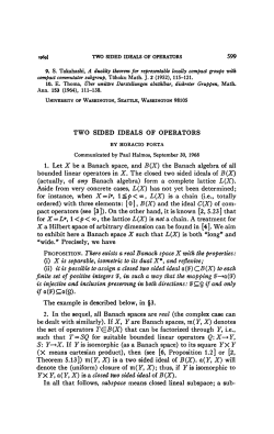 599 TWO SIDED IDEALS OF OPERATORS 1. Let X be a Banach