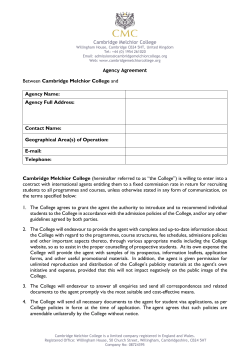 Agency Agreement - Cambridge Melchior College