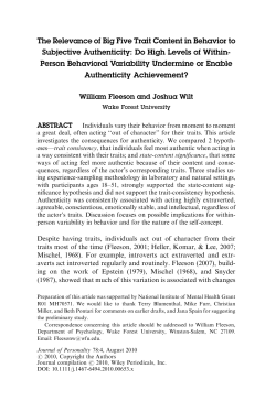 The Relevance of Big Five Trait Content in Behavior to Subjective