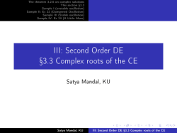 III: Second Order DE §3.3 Complex roots of the CE