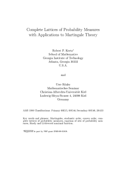 Complete Lattices of Probability Measures with Applications to