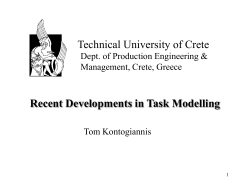 Recent Developments in Task Modelling