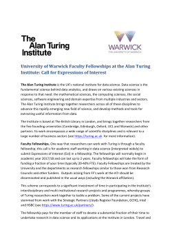 University of Warwick Faculty Fellowships at the Alan Turing Institute