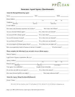 Insurance Agent/Agency Questionnaire