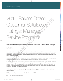 2016 Baker`s Dozen Customer Satisfaction Ratings