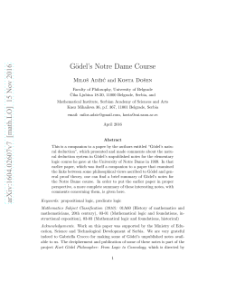 G\" odel`s Notre Dame Course