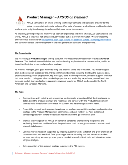 Product Manager &ndash; ARGUS on Demand