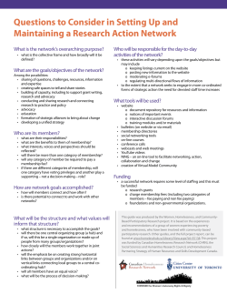 Questions to Consider in Setting Up and Maintaining a Research