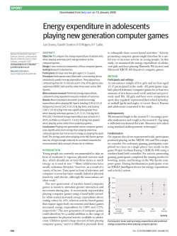 energy expenditure in adolescents playing new generation