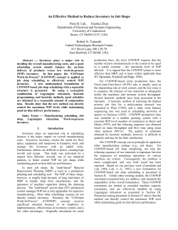 An Optimization Based Method to Control Inventory in Manufacturing