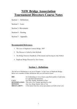 NSW Bridge Assocciation Tournament Directors Course Notes