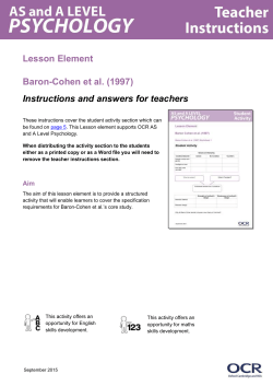 AS and A Level Psychology Lesson Element (Baron-Cohen