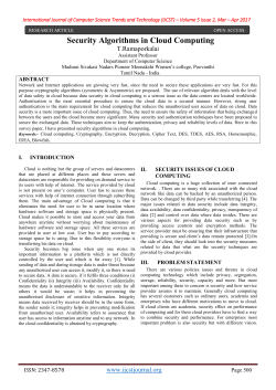 Security Algorithms in Cloud Computing