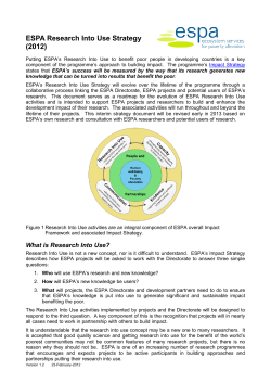 ESPA Research Into Use Strategy - Ecosystems Services for Poverty