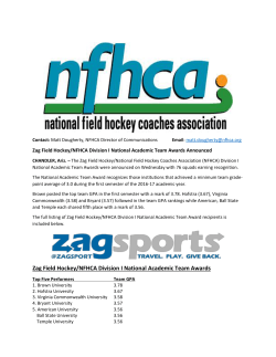 Zag Field Hockey/NFHCA Division I National Academic Team Awards